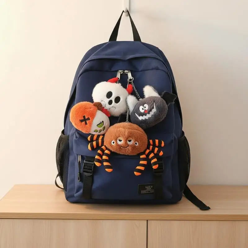 Halloween Cartoon Plush Keychains Bat Ghost Pumpkin Bag Charm Backpack Pendant