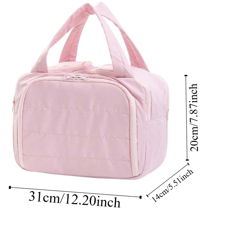 Soft Kawaii Solid Color Cosmetic Bag PVC Cotton Pouches Bag Organizer Anti-splash Water Polyester Pouch for Make Up Kit Storage