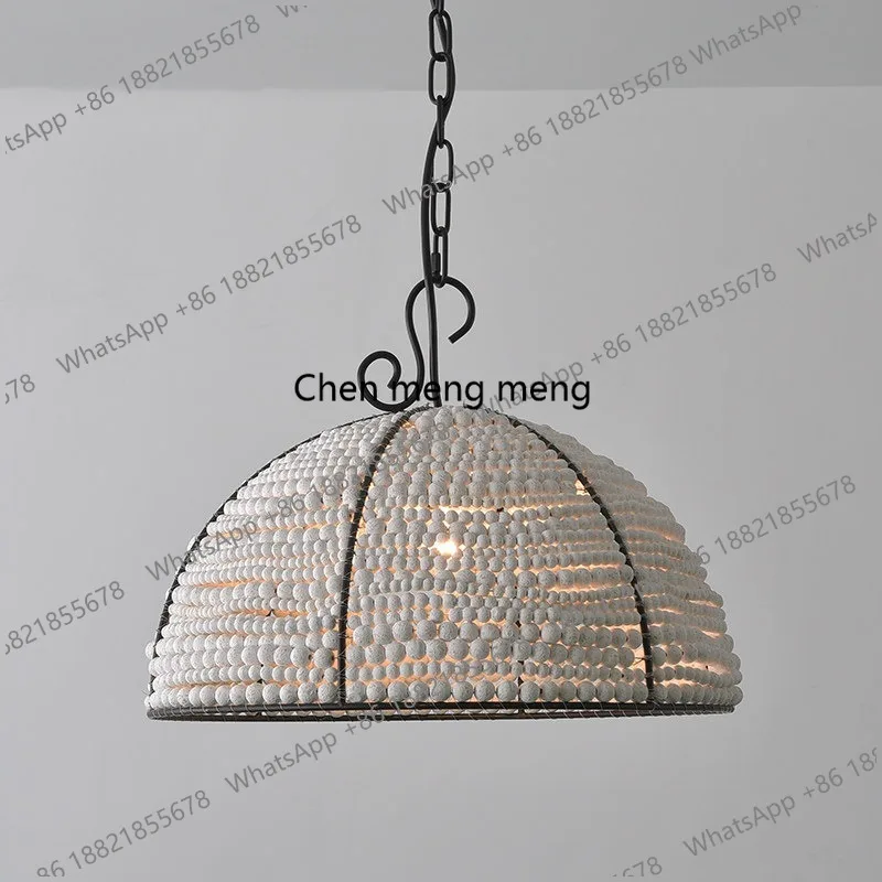 Bed and breakfast wooden bead lampshade restaurant chandelier bar counter retro simple creative American bedroom bedside lamp