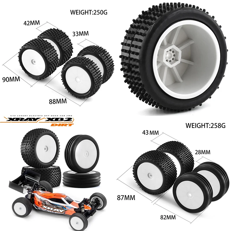 

1/10 Off-Road Car Tires - Fit for Serpent SRX2/SRX4 Bandit Tekno EB410 Yokomo YZ4 RC Model Car Accessories