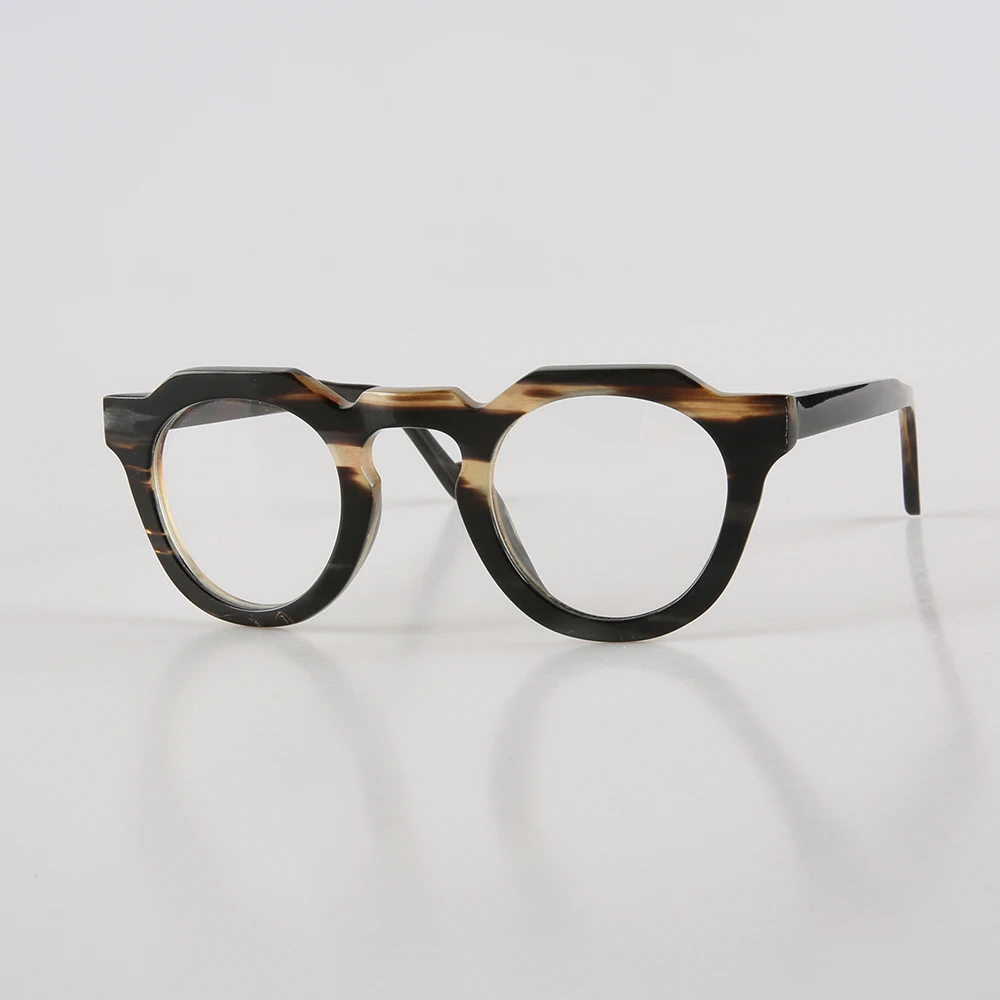 Eyeglass Frames Unique Vintage Handmade Buffalo Horn Prescription Man's Glasses Frames Polygon Retro Reading Optical Eyeglasses - view 4