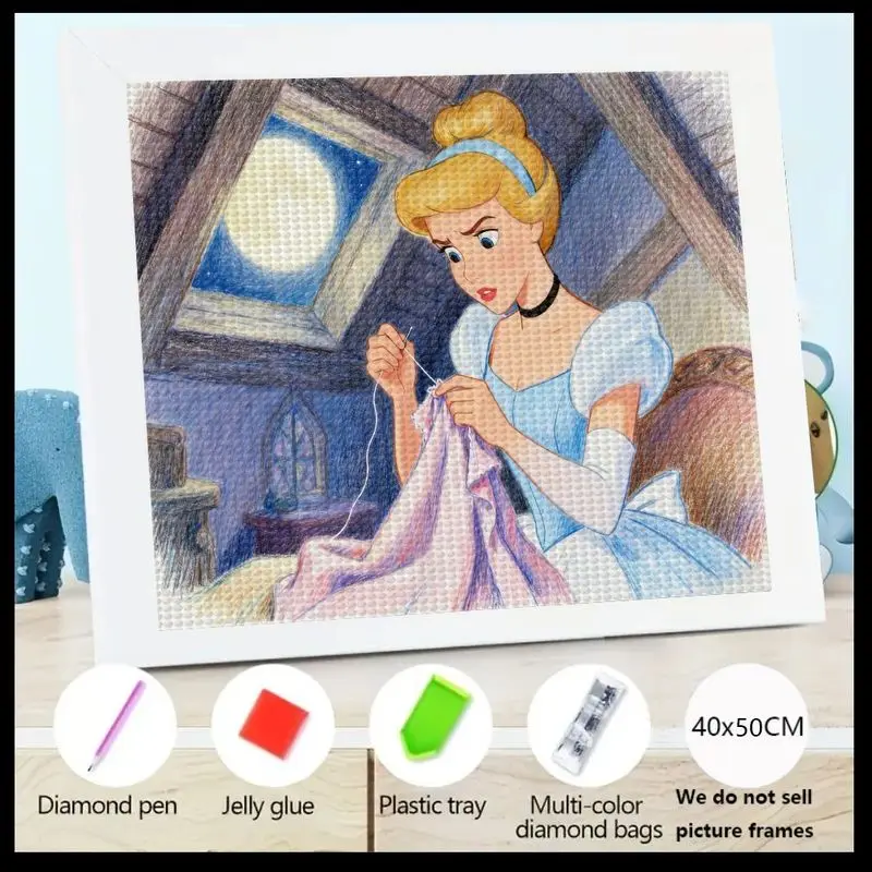 

1 шт. 5D DIY Золушка принцесса набор алмазной живописи, полная дрель круглый кристалл горный хрусталь художественный набор, мультяшная сказка швейная сцена