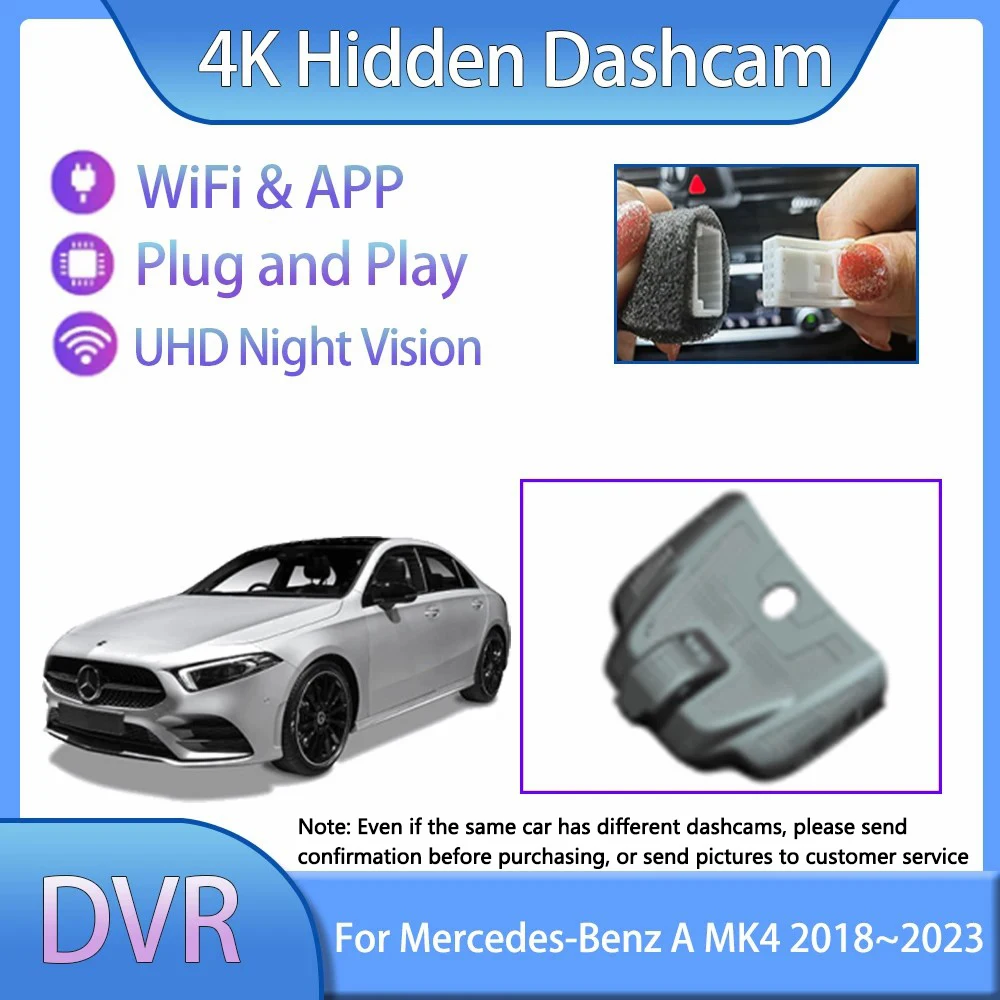 For Mercedes-Benz A-Class A220 W177 MK4 2018 2019 2020 2021 2022 2023 UHD Dashcam Car Accessories Dvr Camera Recorder Play Auto