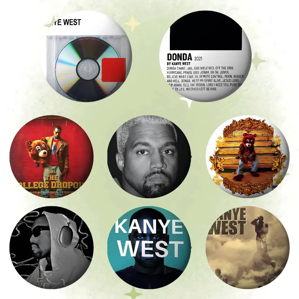Rapper K-Kanye West Badges Tinplate Soft Button Pin Brooch Metal Badge Custom Jewelry Accessories Hat Bag Lapel