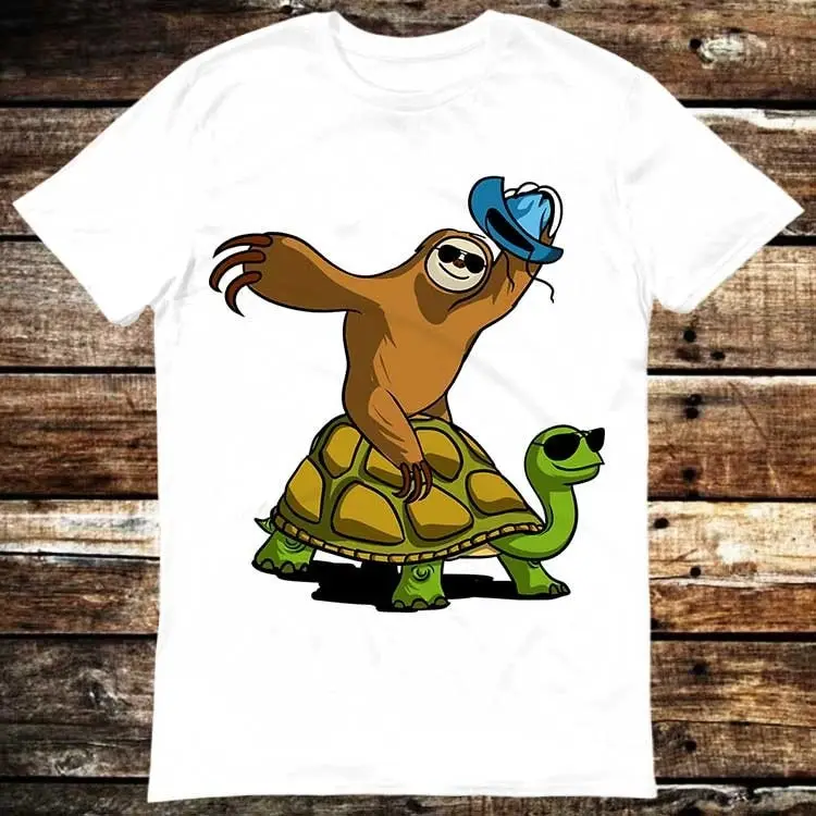 Sloth Cowboy Riding Turtle T Shirt Meme Gift Funny Vintage Style Aesthetic Gamer Cult Movie Music 6096