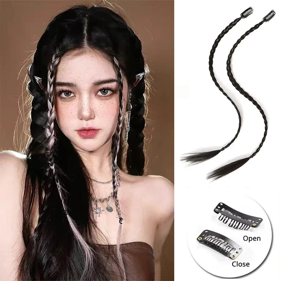

Allaosify Synthetic 2pcs Braid Wig With Strong BB Clip Lightweight Box Braid Ponytail Hair Piece for Women for Party Daily