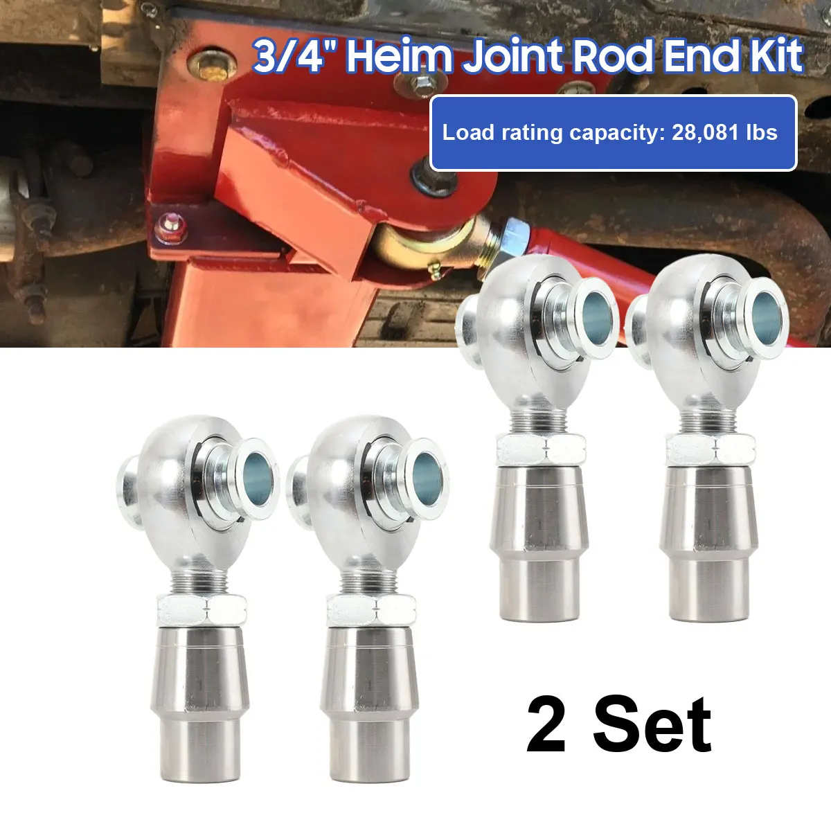 

4pcs 3/4" Heim Joint Rod End Kit Rod Ends Chromoly Joints Rod End Left Right Thread Heim Joint End Kit With Spacer Car Accsesory