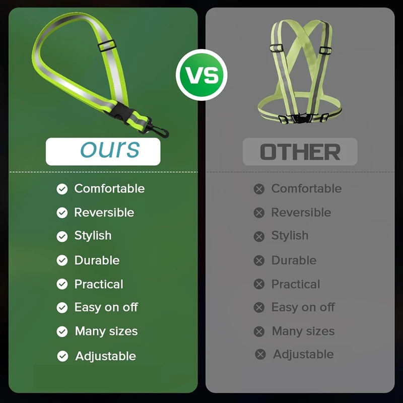 

Светоотражающая повязка для прогулок ночью, зеленая, с высокой видимостью, с 2 светоотражающими повязками на руку