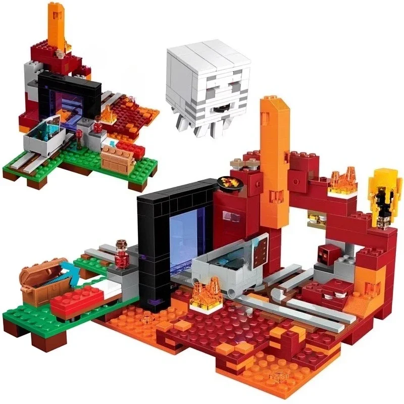

Portal Underworld Portal Hell Ghost Steve Flame Man Nether Hell Portal Model Building Blocks Toys for Children Birthday Gift