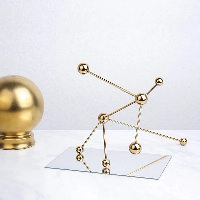 xx-Electroplated Metal Geometry Molecular Accessories Items Home Livingroom Statue Ornaments Office Desk Sculpture Decoration