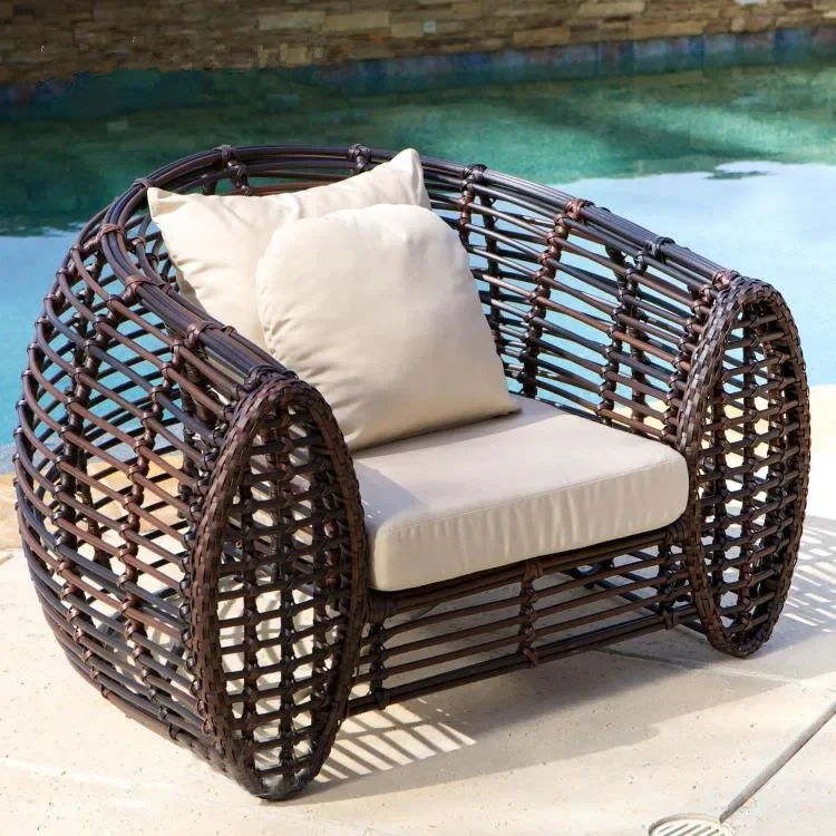 Outdoor rattan leisure sofa combination outdoor open-air courtyard garden bed and breakfast rattan lounge chair