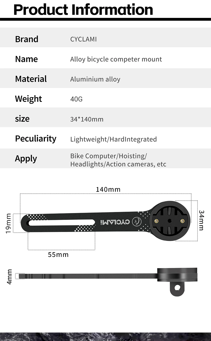 CYCLAMI Fahrradcomputerhalterung aus Aluminiumlegierung, doppelseitig, MTB, Rennrad, GPS-Scheinwerferhalter, Halterung für GARMIN XOSS IGPSPORT Fahrrad – Detail 3