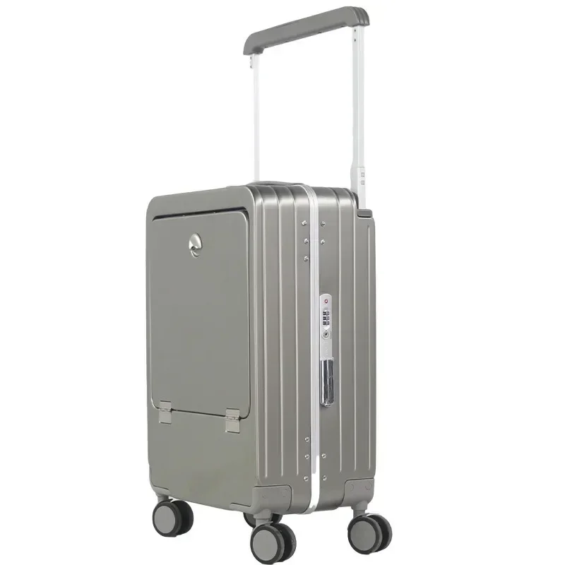 Valise Large avec Porte-Gobelet et Couvercle Avant, Chargement USB, Cadre d'Infraction, Boîte à Mot de Passe, Boîte d'embarquement, 20 Pouces