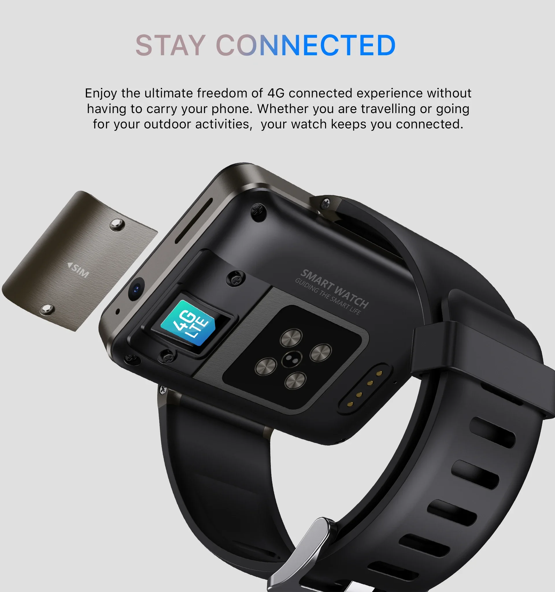 4G LTE 2.41 inch Dual CAMERA 5.0MP GPS positioning APP download heart rate monitoring DM101 Android smart watches