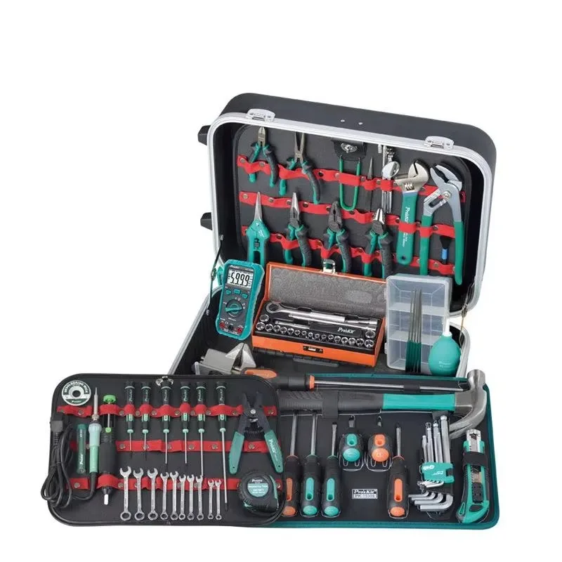 

Pro'skit Professional Electrician Grade Household Multifunctional Hardware Repair Tool Box Set PK-15308HM Hand Operated Case OEM