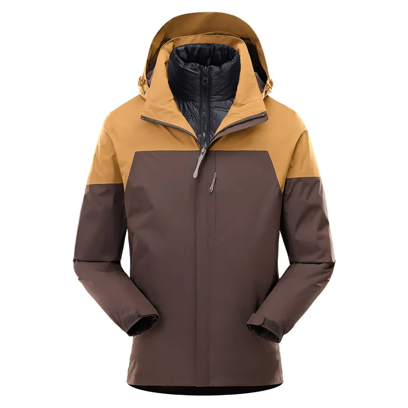 

New outdoor jacket three-in-one removable down liner windproof, warm waterproof men women same mountaineering