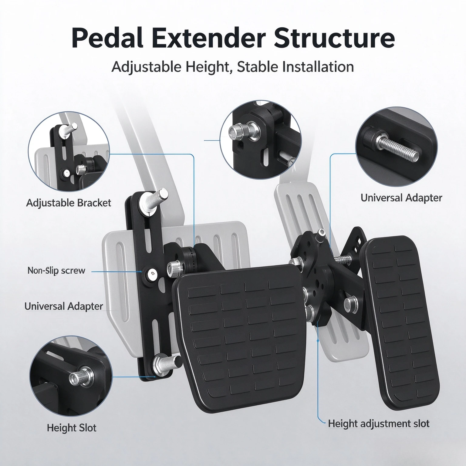 Adjustable Car & Go Kart Pedal Extender, Raised Throttle Brake Extension, Modified Brake Pedal Extension Automotive Accessory
