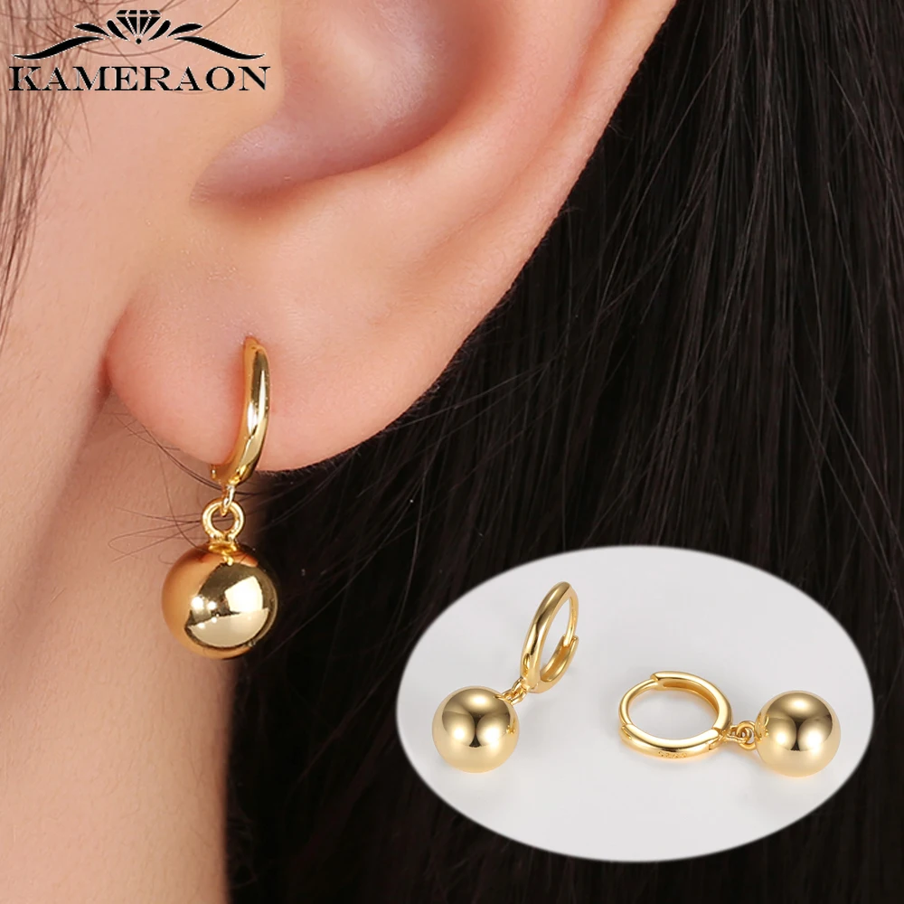 Kameraon Authentic 925 Sterling Silver Jewelry Trendy Ball Bead Drop Earrings for Women Simple Fashion Charming Gift 2022