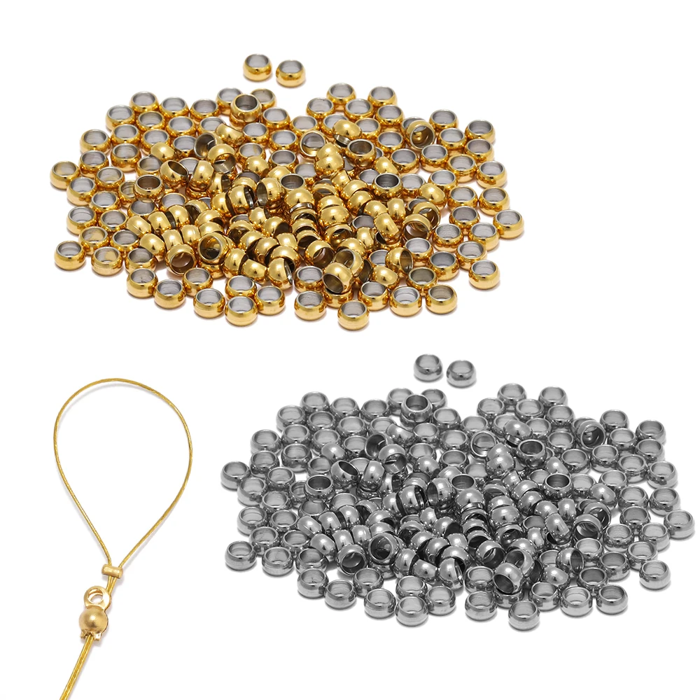 100 Stück Edelstahl-Positionierungs-Abstandsperlen, Kugelstopper, Crimp-Endperlen für DIY-Armbänder, Schmuckherstellung, Halsketten-Zubehör – Detail 5