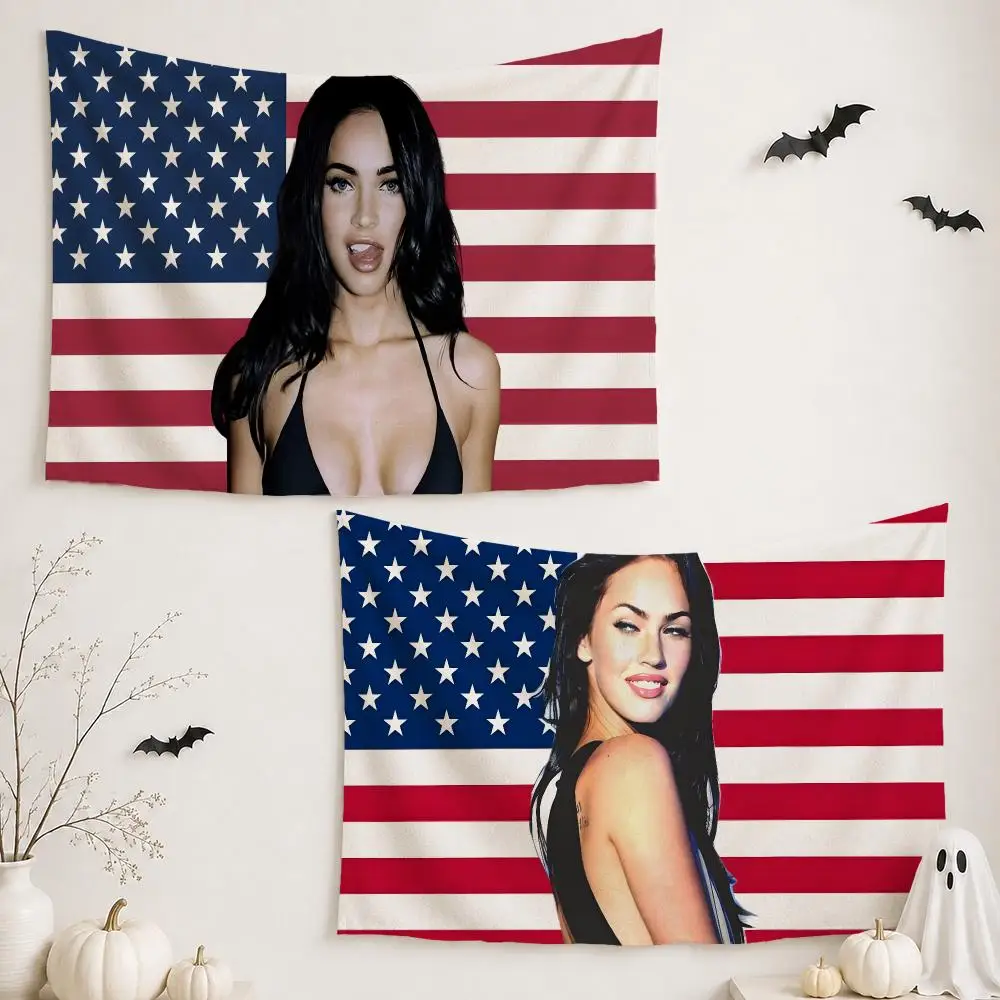 Actress M-Megan Fox Tapestry Wall Hanging Tapestry Aesthetic Room Decor Banners for Bedroom Living Room Outdoor Party