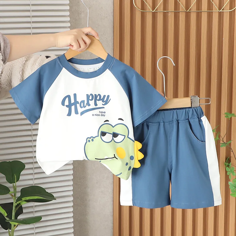 

New Summer Baby Clothes Suit Children Boys T-Shirt Shorts 2Pcs/Sets Kids Clothing Set Infant Cartoon Costume Toddler Tracksuits