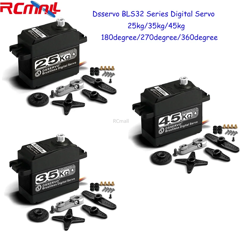 

DSSERVO BLS32 Series Digital Servo 7.4V 25kg 35kg 45kg Brushless Metal Gear 180° 270° 360 Degree IP67 Servo for RC Car Rotots