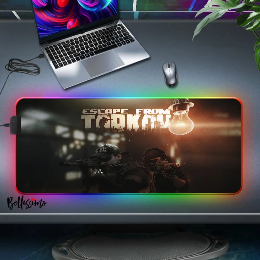 Xxl Backlight Escape From Tarkov Rgb Rubber Mousepad Desk Protector Pc Accessories Backlit Mat Mousepad Anime Gamer Keyboard Mat