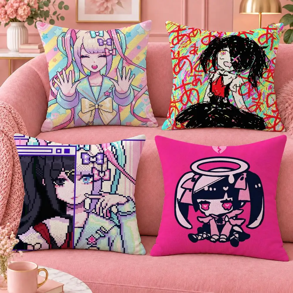 Game Psychological Needy Streamer Cushion Cover Cute Cartoon Throw Pillow Cover Soft Plush Cushion Cover Sofa Bedroom Home Decor