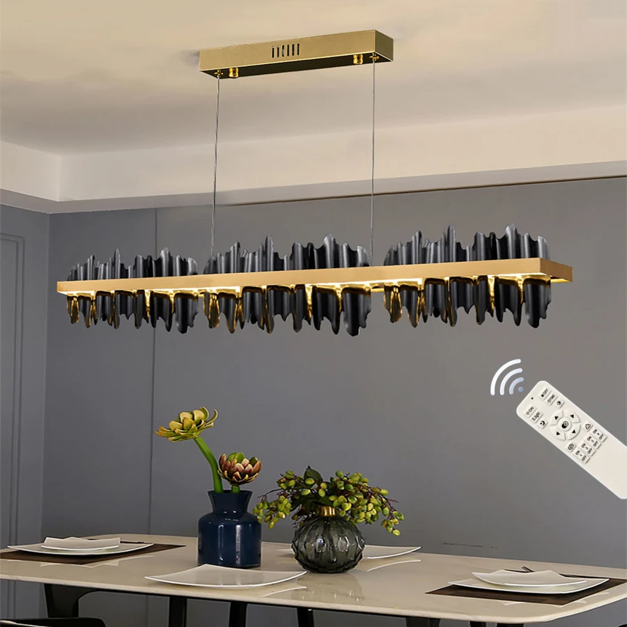 

Modern Chandelier Lighting For Dining Room Iceberg Design Gold/black Led Hanging Lamp Kitchen Island Rectangle Lighting Fixtures