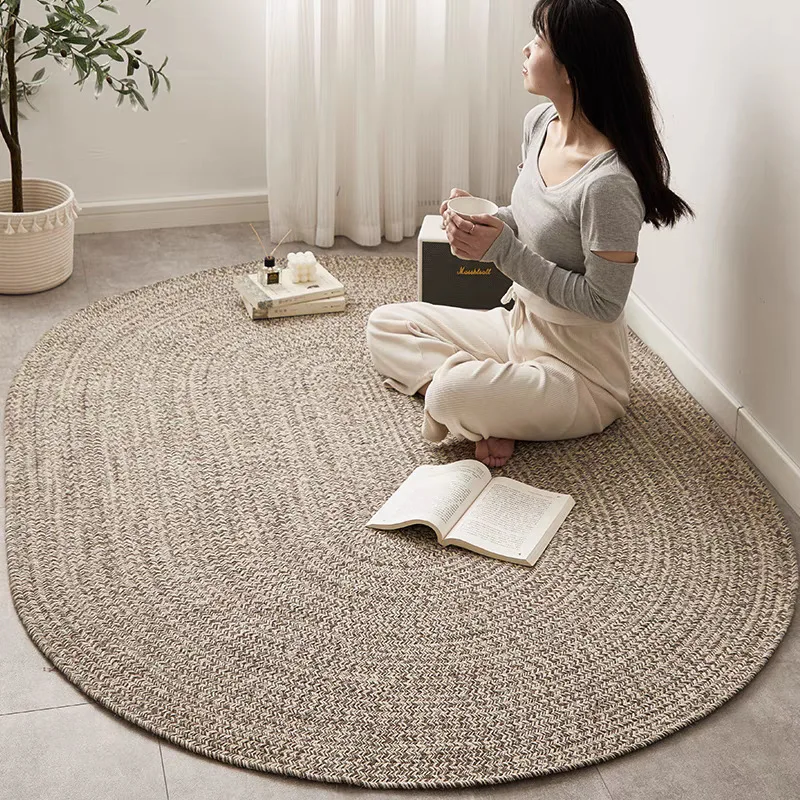 

Hand-woven wool carpet, living room sofa, Nordic simple solid color household bedside blanket, glue-free and dirt-resistant