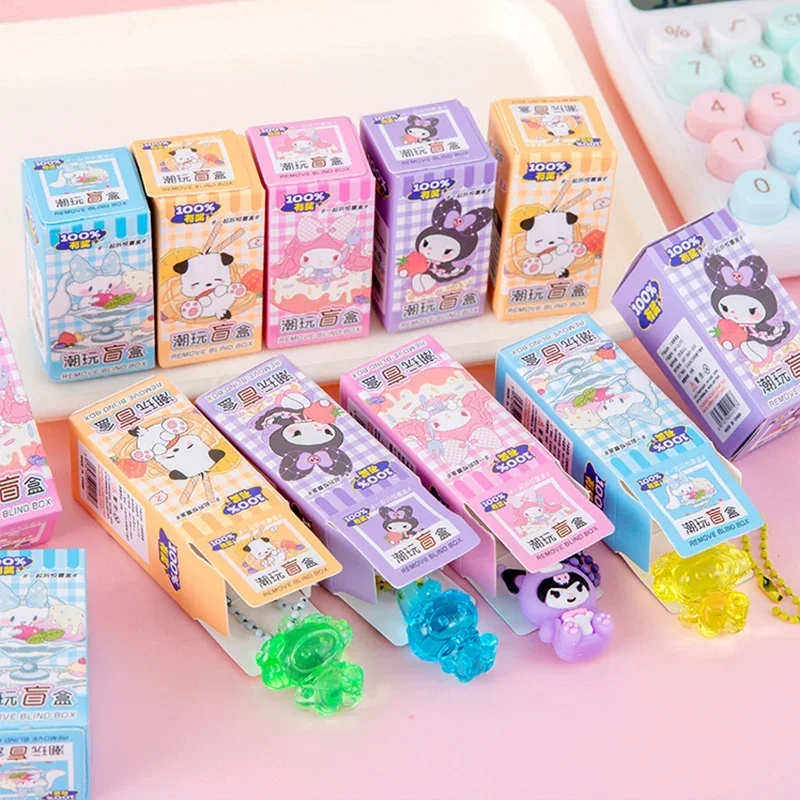 40Pcs/Box Cartoon Sanrio Mymelody Kuromi Cinnamoroll Pendant Keychain Cute Silica Gel Keyring Accessories