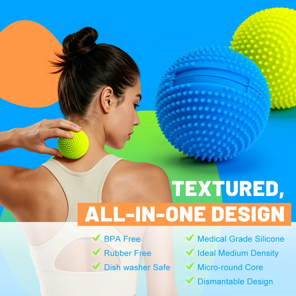 Detachable Foot Neuro Massage Ball with Spikes Pilates Yoga Sports Fitness Muscle Relaxation Massage Ball for Body Hand Therapy view 5