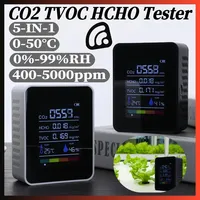 5 in 1 Digital Temperature Humidity Tester Multifunctional Carbon Dioxide TVOC HCHO Detector Air Quality Monitor CO2 Sensor