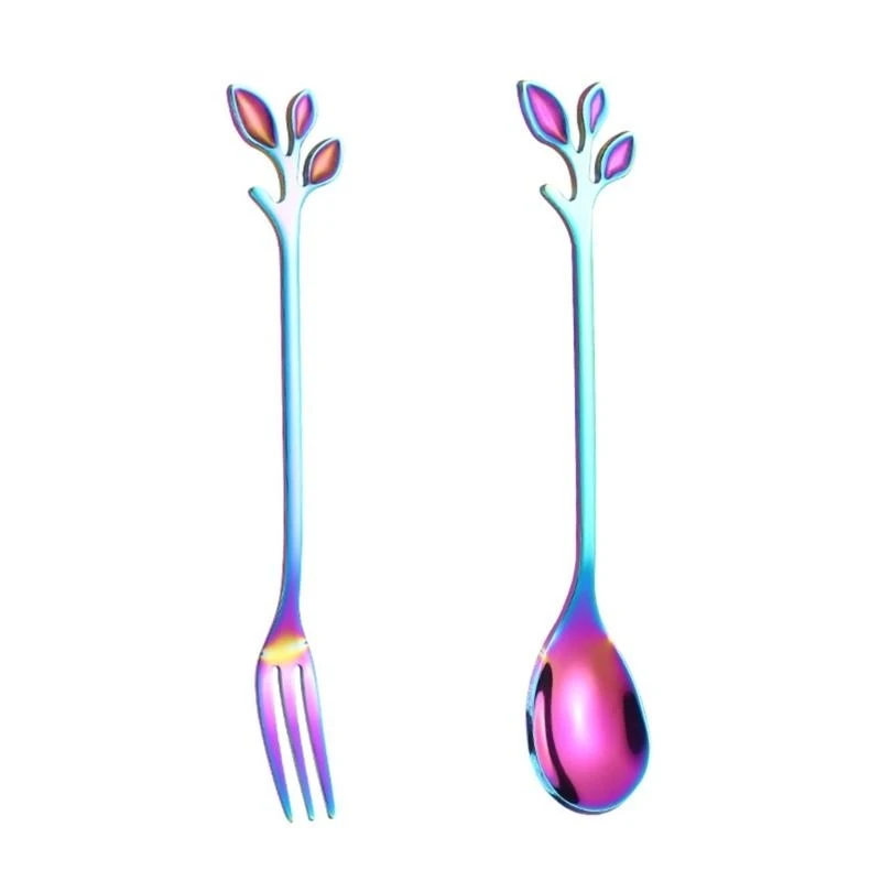 2Pcs Fork and Spoon 4.7Inch Stainless Steel Flatware for Kitchen and Restaurant Q5WC