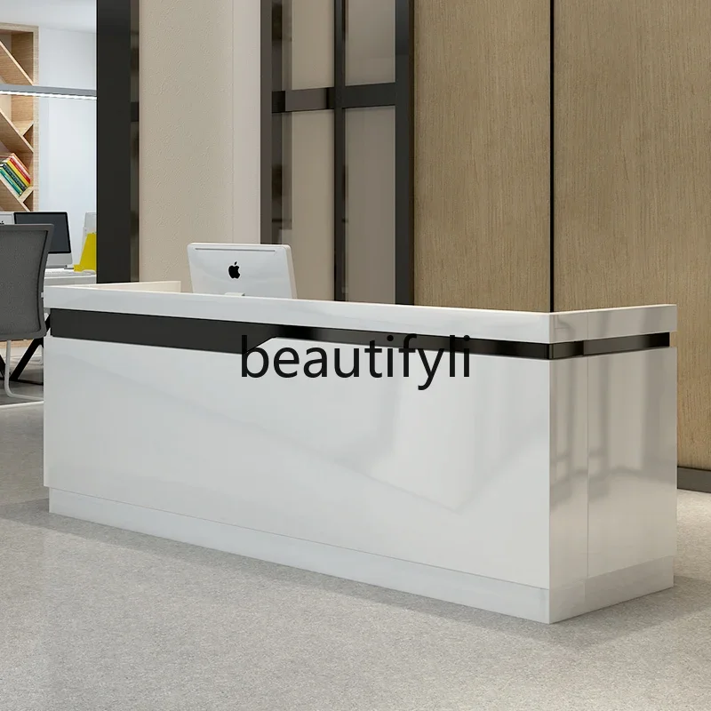 

zzqClothing Store Cashier Company Front Desk Consultation Reception Desk Simple Modern Welcome Corner Counter