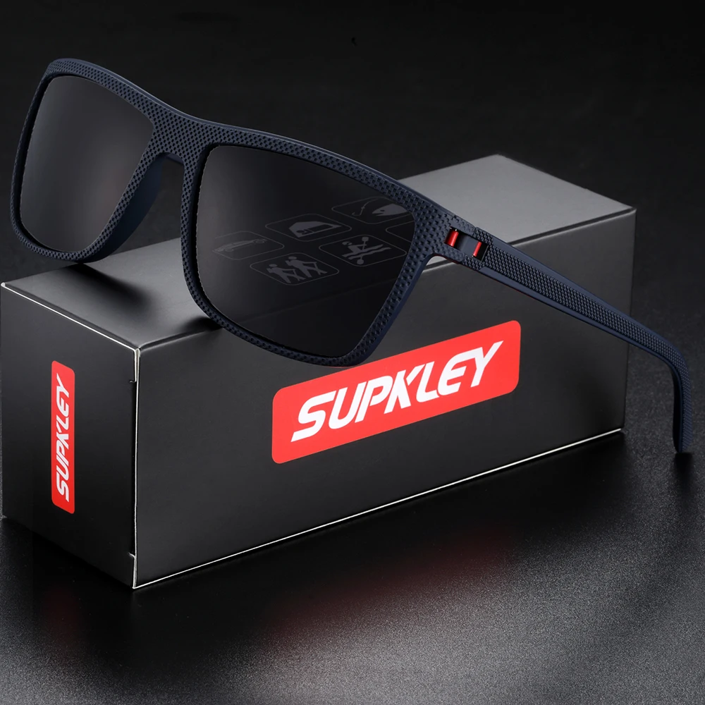 SUPKLEY Brand Classic Retro Square Polarized Sunglasses For Men Women Casual Business Sunglasses Tennis Mountaineering