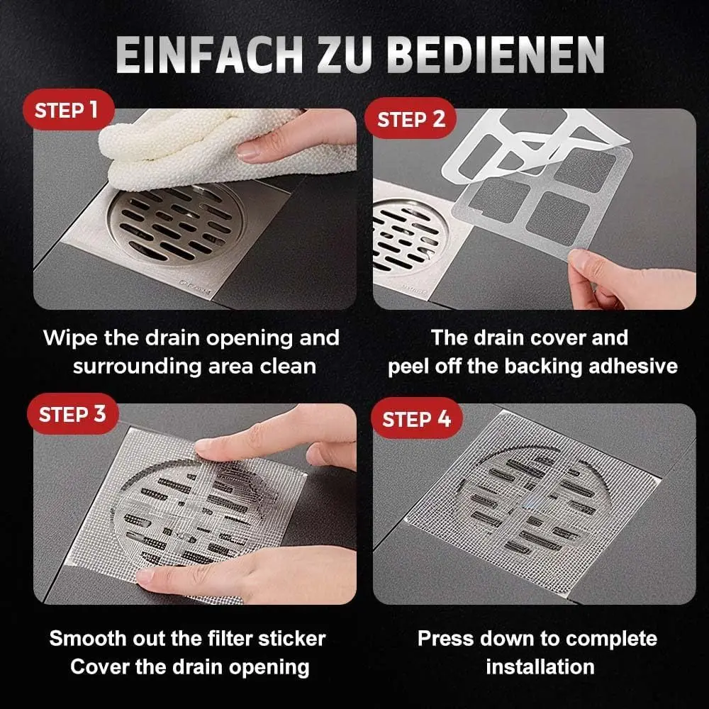 New Disposable Shower Drain Hair Catcher - Square Bathroom Floor Drain Protector (10pcs) view 6