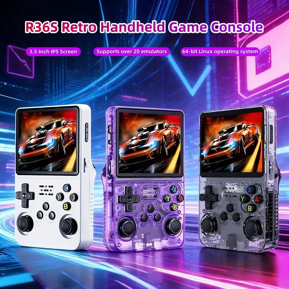 

Портативная игровая консоль BOYHOM Retro R36S с 3,5-дюймовым IPS-экраном, 64 ГБ/128 ГБ памяти и встроенными играми