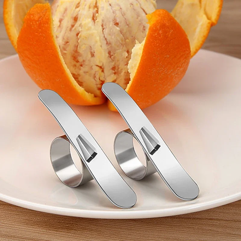 2Pcs Orange Peelers Easy Open Orange Peeler Stainless Steel Lemon Parer Citrus Fruit Skin Remover Slicer Peeling Kitchen Gadgets