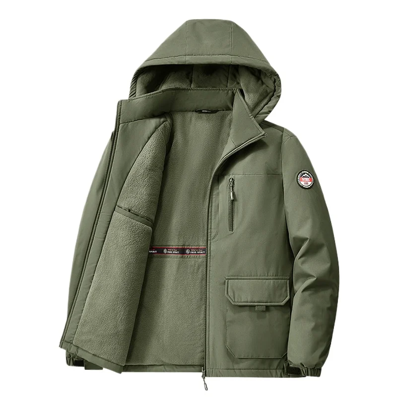 

Мужская зимняя куртка с капюшоном на флисовой подкладке, ветрозащитная, теплая, софтшелл, уличное пальто, походная, кемпинговая, повседневная рабочая одежда