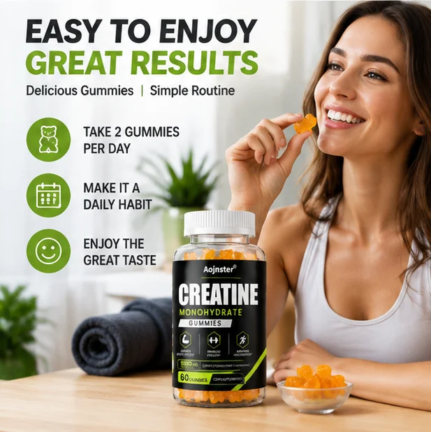 Creatine Monohydrate Gummies,Support Muscle Growth, Enhance Strength & Improve Exercise Performance, 60 Count Dietary Supplement