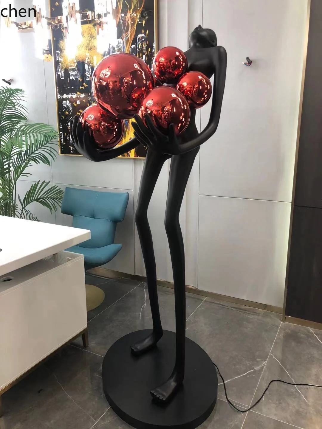 ZML Character Holding Ball Hotel Lobby Living Room Decoration Ornament Office Home Decor