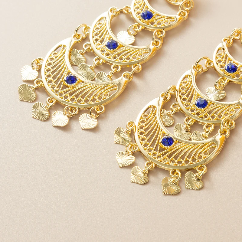 Marokko Vintage Gold Strass Quaste Ohrringe Frauen Mode Baumeln Ohrringe Nahen Osten Braut Schmuck – Detail 8