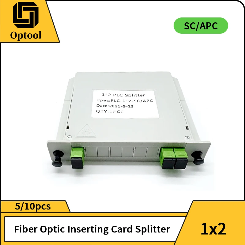 5pcs/10PCS Fiber optics PLC Splitter 1x2 SC APC 1 : 2 ftth Mini Card splitter optical fiber Splitter SC/APC Connector