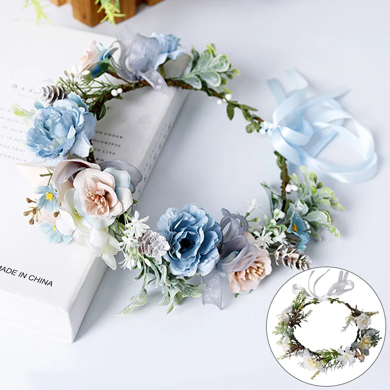 

New Fashion Flower Headbands Bride Wedding Hair Accessories Gorgeous Flower Headbands Braided Hair Ornament For Women Girl