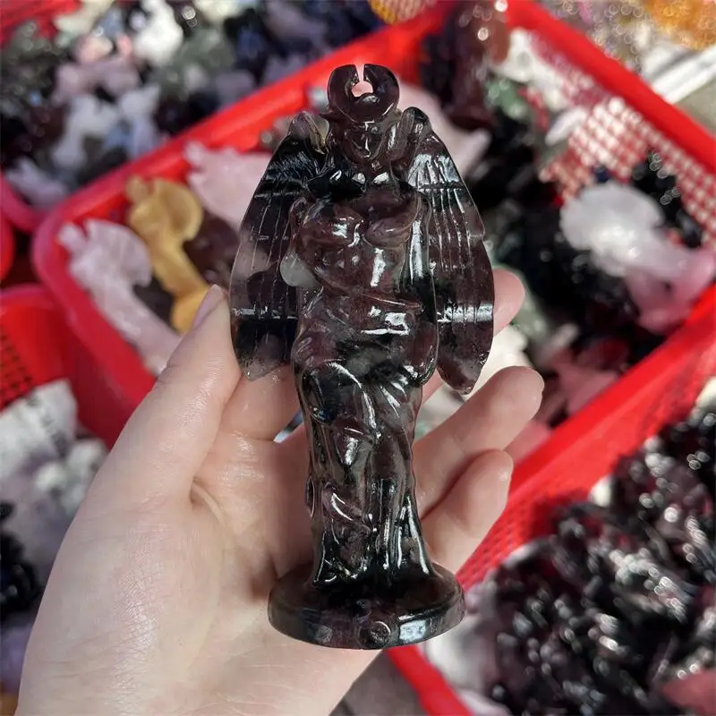 Estatua tallada de Jade de sangre Natural, bruja, Succuba, Lilith, estatua de cuarzo, energía curativa, artesanías de piedras preciosas para regalo de Navidad, 1 Uds.