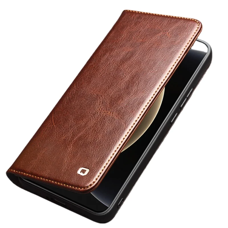 

Чехол для телефона Xiaomi 15 Ultra, кожаный откидной чехол, карман для визитных карточек, кошелек, кронштейн из воловьей кожи, сумка для телефона, бренд Qialino