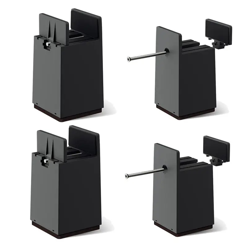 Happy New- Bed Risers, 4 Inch Adjustable Desk Riser Blocks With Screw Clamp 4 Pack Heavy Duty Chair Raisers Fits 0-2 Inch Widths