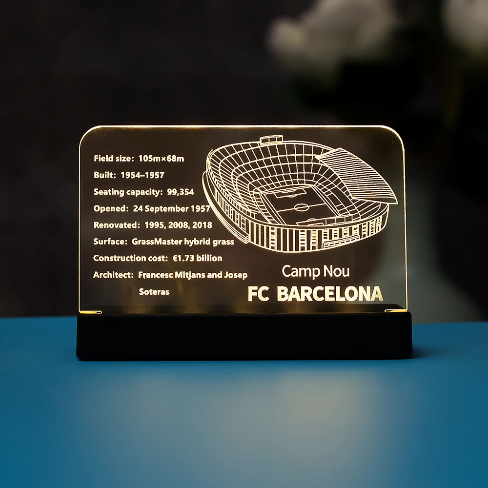 LED Light  Acrylic Display Board Sign Plate Nameplate For Camp Nou – FC Barcelona 10284 Building Blocks Bricks Toys Set