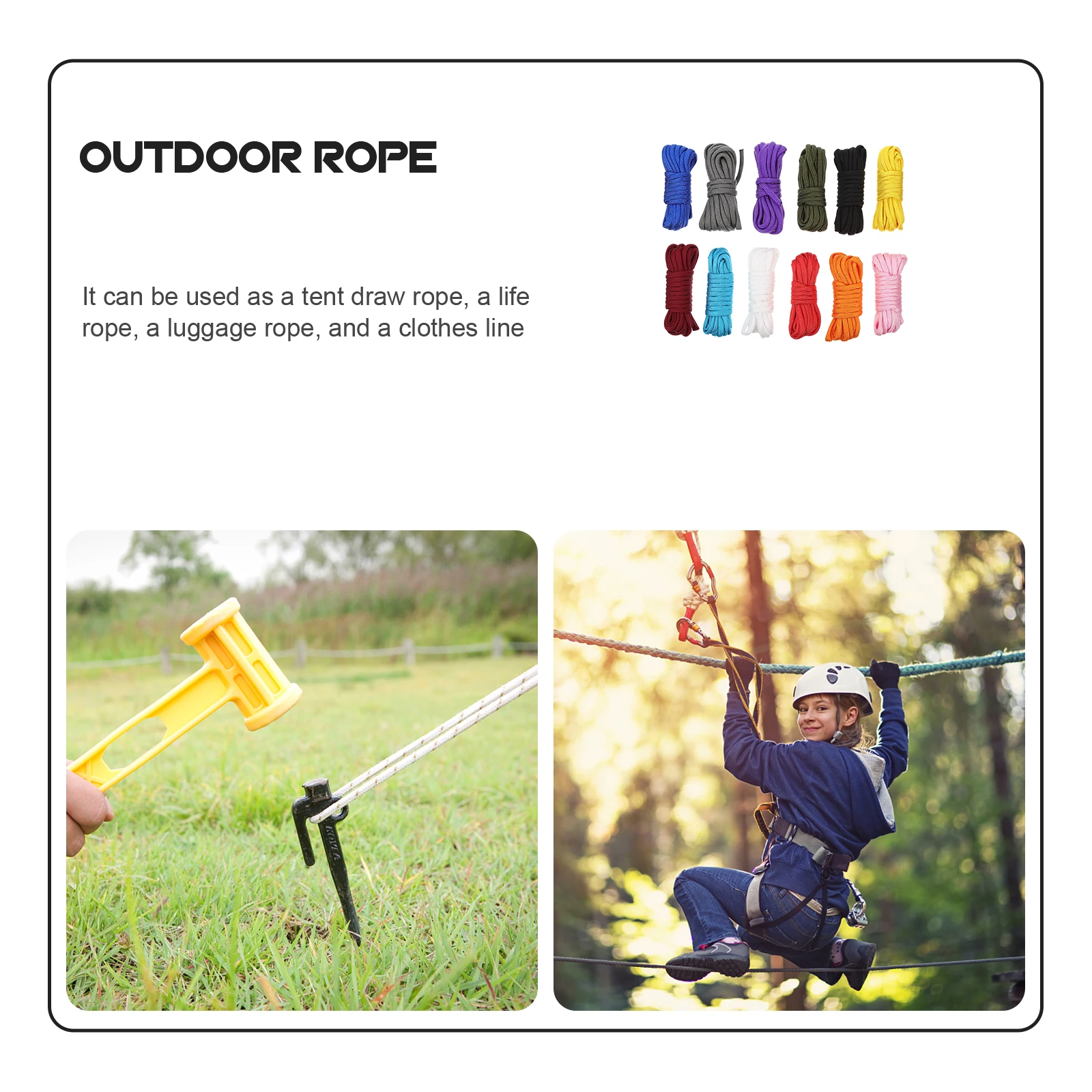 

12 Rolls duty Polyester Tent Rope Camping Outdoor Outdoor Tent Rope Climbing Guy Lines Braided Cord Durable Long term Use